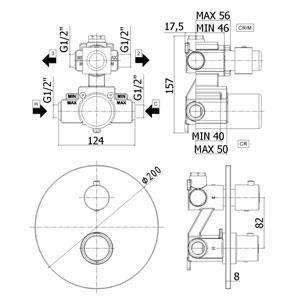 LIQ018 LIGHT TERMOSTATICO INCASSO DOCCIA ø200 NERO OPACO PAFFONI-Archigo.it
