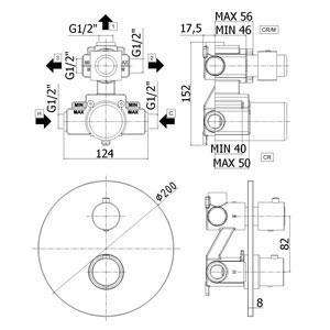 LIQ019 LIGHT TERMOSTATICO INCASSO DOCCIA E DEVIATORE NERO PAFFONI-Archigo.it
