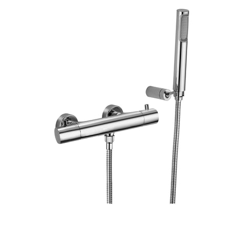 LIQ168ED LIGHT TERMOSTATICO ESTERNO DOCCIA CON DOCCETTA STEEL PAFFONI-Archigo.it