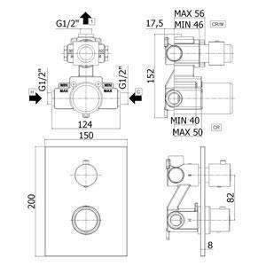LIQ513 LIGHT TERMOSTATICO INCASSO DOCCIA 150x200 NERO E PIASTRA INOX PAFFONI-Archigo.it