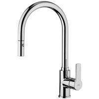 MISCELATORE LAVELLO LATERALE DOCCETTA ESTRAIBILE 2 GETTI CON VALVOLINA RED CROMO PAFFONI RED285CR-Archigo.it