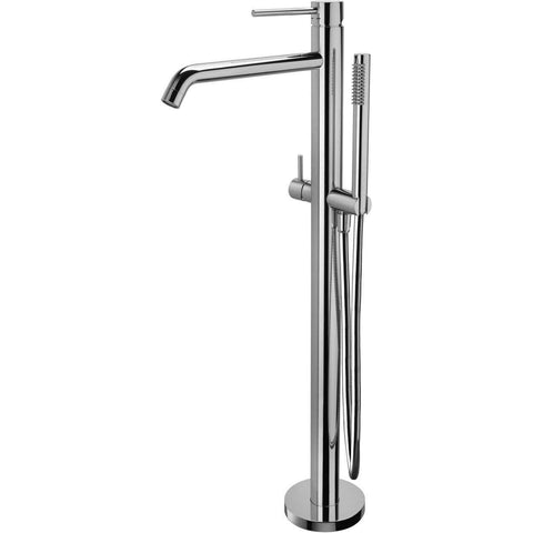 MISCELATORE VASCA A PAVIMENTO CON DEVIATORE E DOCCIA SENZA BASE FREE-STANDING LIGHT STEEL LOOKING PAFFONI LIG032ST-Archigo.it