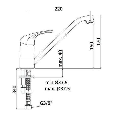 ND182T MISCELATORE MONOCOMANDO LAVELLO CROMATO PAFFONI-Archigo.it