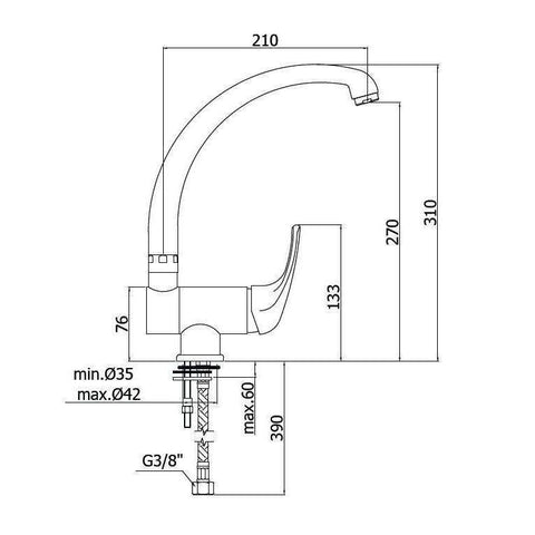 ND189 MISCELATORE MONOCOMANDO LAVELLO RECLINABILE CROMATO PAFFONI-Archigo.it