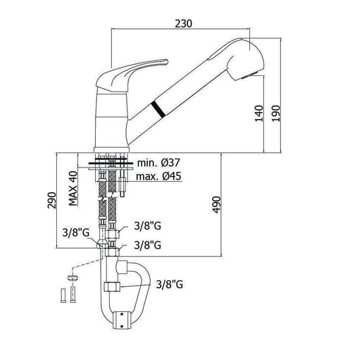 ND196 MISCELATORE MONOCOMANDO LAVELLO CON DOCCETTA CROMO/GOLDEN FLASH PAFFONI-Archigo.it