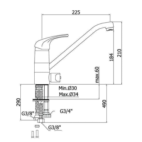 ND197 MISCELATORE MONOCOMANDO LAVELLO CROMO/GOLDEN FLASH PAFFONI-Archigo.it