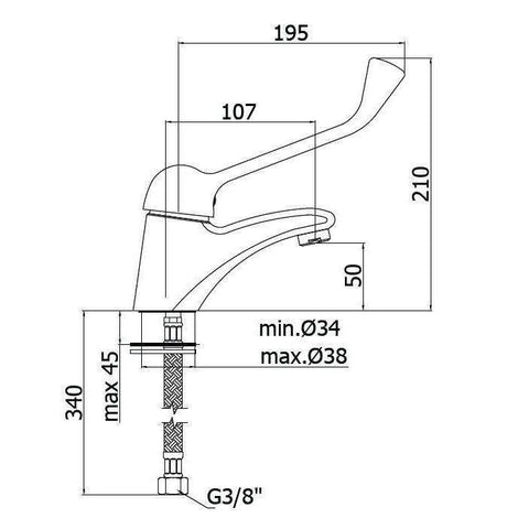 ND301 MISCELATORE MONOCOMANDO LAVABO CON LEVA CLINICA CROMATO PAFFONI-Archigo.it