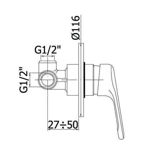NT010 NETTUNO MISCELATORE MONOCOMANDO INCASSO DOCCIA CROMATO PAFFONI-Archigo.it