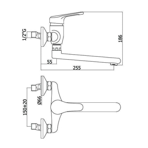 NT161 NETTUNO MISCELATORE MONOCOMANDO LAVELLO PARETE CROMATO PAFFONI-Archigo.it