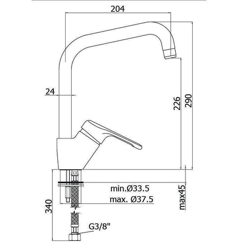 NT180 NETTUNO MISCELATORE MONOCOMANDO LAVELLO CROMATO PAFFONI-Archigo.it