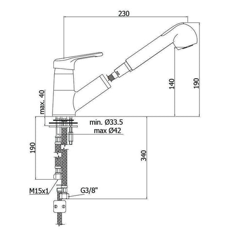 NT183 NETTUNO MISCELATORE MONOCOMANDO LAVELLO CON DOCCETTA CROMATO PAFFONI-Archigo.it