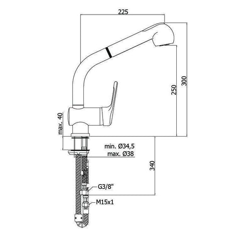 NT185 NETTUNO MISCELATORE MONOCOMANDO LAVELLO CON DOCCETTA CROMATO PAFFONI-Archigo.it