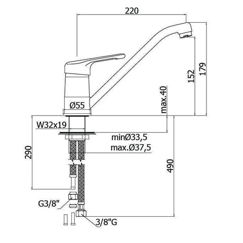 NT195 NETTUNO MISCELATORE MONOCOMANDO LAVELLO CROMATO PAFFONI-Archigo.it