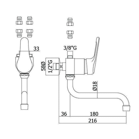 NT201 NETTUNO MISCELATORE MONOCOMANDO SCALDABAGNO CROMATO PAFFONI-Archigo.it
