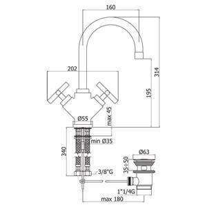 QTV077 QUATTRO GRUPPO LAVABO MONOFORO ø1.1/4" CROMATO PAFFONI-Archigo.it