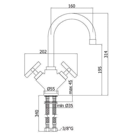 QTV078 QUATTRO GRUPPO LAVABO MONOFORO CROMATO PAFFONI-Archigo.it