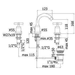 QTV118 QUATTRO GRUPPO BIDET 3 FORI ø1.1/4" CROMATO PAFFONI-Archigo.it