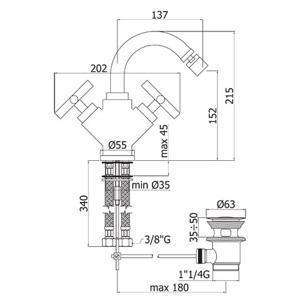QTV137 QUATTRO GRUPPO BIDET MONOFORO ø1.1/4" CROMATO PAFFONI-Archigo.it