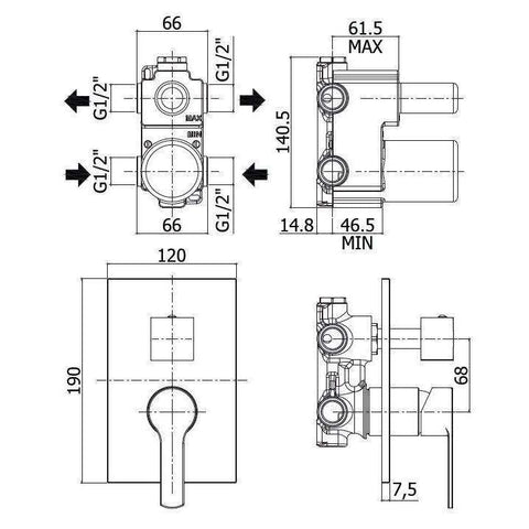 RED018 RED MISCELATORE INCASSO DOCCIA 2USCITE CROMATO PAFFONI-Archigo.it