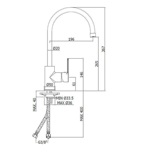 RED181 RED MISCELATORE MONOCOMANDO LAVELLO CROMATO PAFFONI-Archigo.it