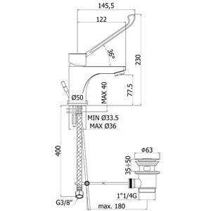 RED305 RED MISCELATORE MONOCOMANDO LAVABO ø1.1/4" CON LEVA CLINICA CROMATO PAFFONI-Archigo.it