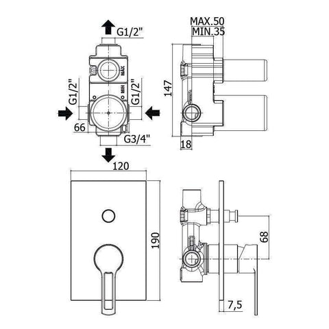 RIN015 RINGO MISCELATORE MONOCOMANDO INCASSO DOCCIA BIANCO OPACO CON PIASTRA INOX PAFFONI-Archigo.it