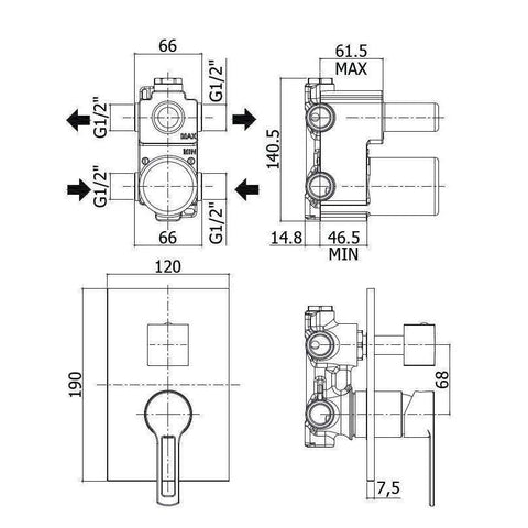RIN018 RINGO MISCELATORE INCASSO DOCCIA BIANCO OPACO CON PIASTRA INOX PAFFONI-Archigo.it