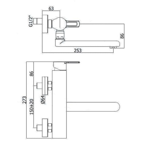 RIN161 RINGO MISCELATORE MONOCOMANDO LAVELLO A PARETE NERO OPACO PAFFONI-Archigo.it