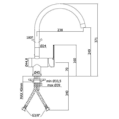 RIN180 RINGO MISCELATORE MONOCOMANDO LAVELLO NERO OPACO PAFFONI-Archigo.it