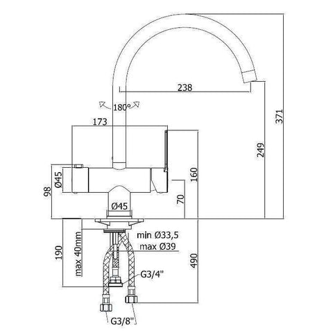 RIN184 RINGO MISCELATORE MONOCOMANDO LAVELLO NERO OPACO PAFFONI-Archigo.it