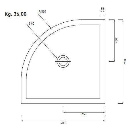 SESSANTA PIATTO DOCCIA CIRCOLARE 90 H6 NERO CIELO PDCI690N