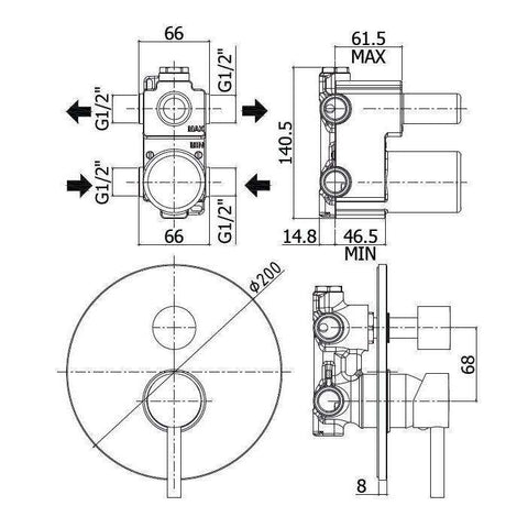 SK018 STICK MISCELATORE INCASSO DOCCIA 2USCITE STEEL PAFFONI-Archigo.it