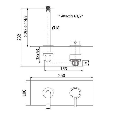 SK103 70 STICK MISCELATORE LAVABO INCASSO STEEL PAFFONI-Archigo.it