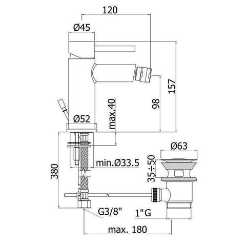 SK130H STICK MISCELATORE MONOCOMANDO BIDET ø1" CROMATO PAFFONI-Archigo.it