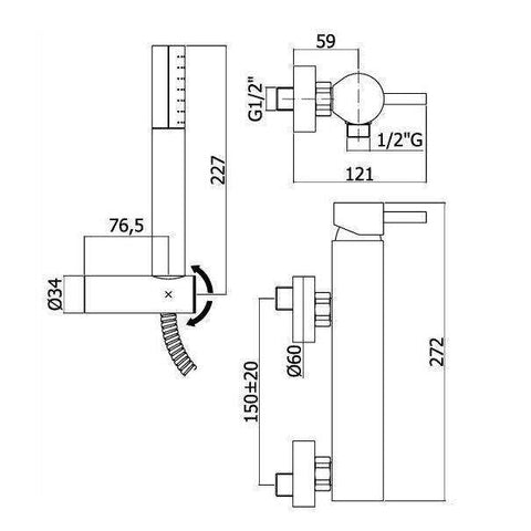 SK168D STICK MISCELATORE MONOCOMANDO ESTERNO DOCCIA CON DUPLEX CROMATO PAFFONI-Archigo.it