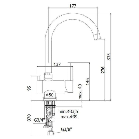 SK184 STICK MISCELATORE LAVELLO E ATTACCO LAVASTOVIGLIE STEEL PAFFONI-Archigo.it
