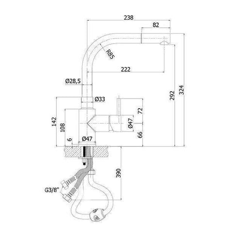 STEEL2185 MISCELATORE MONOCOMANDO LAVELLO CON DOCCETTA ESTRAIBILE ACCIAIO PAFFONI-Archigo.it
