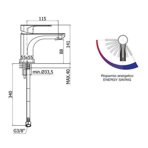 SY071-ES SLY MISCELATORE MONOCOMANDO LAVABO SENZA SCARICO CROMATO PAFFONI-Archigo.it