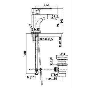SY135 SLY MISCELATORE MONOCOMANDO BIDET SCARICO ø1.1/4" CROMATO PAFFONI-Archigo.it