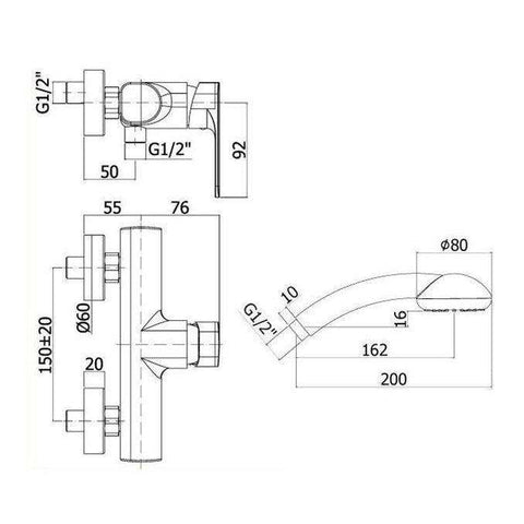 SY168D SLY MISCELATORE MONOCOMANDO ESTERNO DOCCIA CON DUPLEX CROMATO PAFFONI-Archigo.it