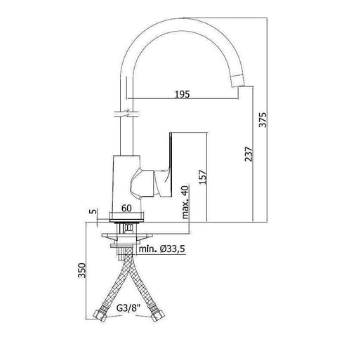 SY181 SLY MISCELATORE MONOCOMANDO LAVELLO CANNA OMBRELLO CROMATO PAFFONI-Archigo.it
