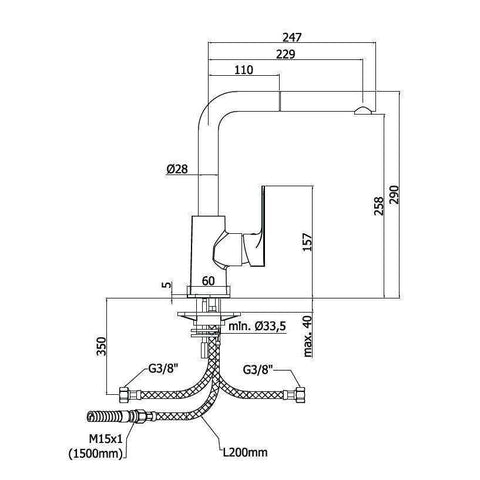SY185 SLY MISCELATORE MONOCOMANDO LAVELLO CON DOCCETTA 1 GETTO CROMATO PAFFONI-Archigo.it