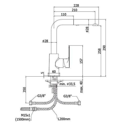 SY285 SLY MISCELATORE MONOCOMANDO LAVELLO CON DOCCETTA 2 GETTI CROMATO PAFFONI-Archigo.it