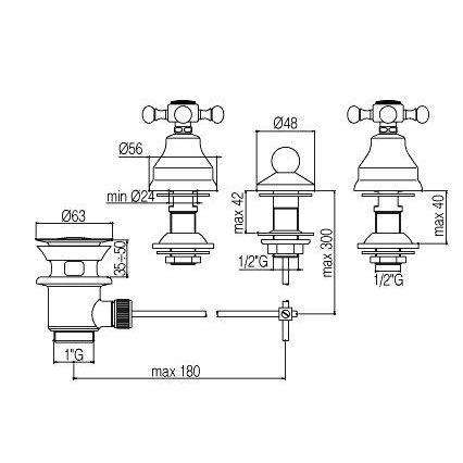 VLV112 VIOLA GRUPPO BIDET 3 FORI ø1" GOLDEN FLASH PAFFONI-Archigo.it