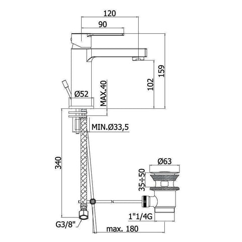 WS075-ES WEST MISCELATORE MONOCOMANDO LAVABO ø1.1/4" CROMATO PAFFONI-Archigo.it