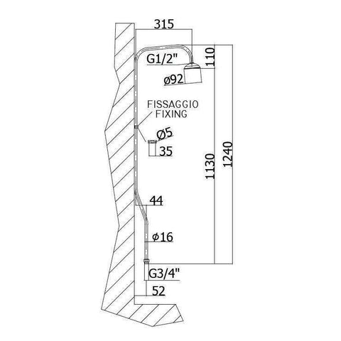 ZACC098 COLONNA VASCA 124x31,5mm CROMATO PAFFONI-Archigo.it