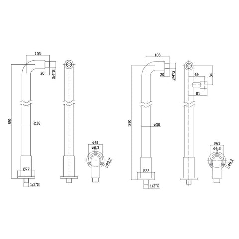 ZACC220 COPPIA COLONNE PAVIMENTO CON SUPPORTO DOCCETTA CROMATO PAFFONI-Archigo.it