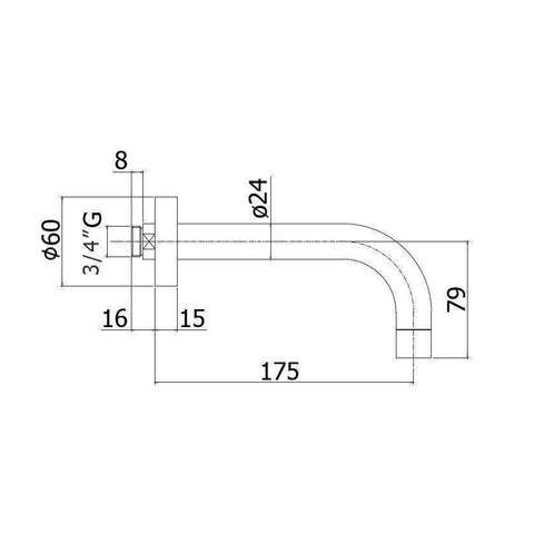 ZBOC055 BOCCA PARETE ø3/4" L.175 CON ROSONE PER 006 CROMATO PAFFONI-Archigo.it