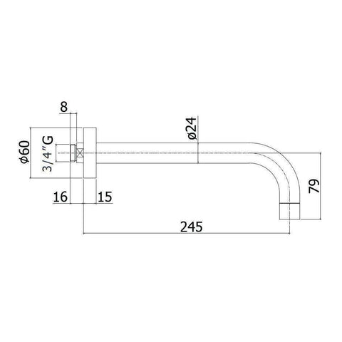 ZBOC056 BOCCA A MURO ø3/4" L.245 CON ROSONE PER 007 CROMATO PAFFONI-Archigo.it
