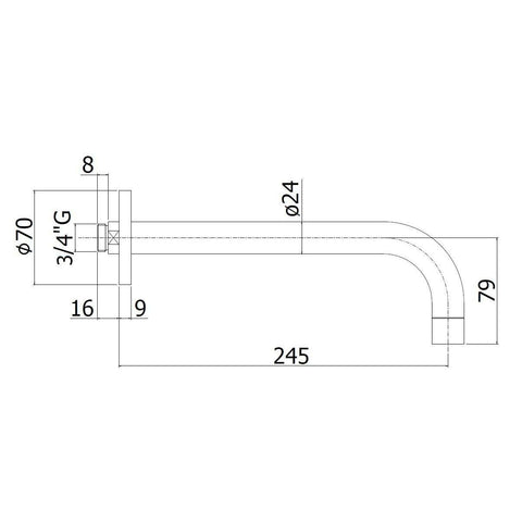 ZBOC086 STICK BOCCA A PARETE L.245 STEEL PAFFONI-Archigo.it
